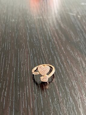 kate spade Rose Gold Double Heart Pavé Ring